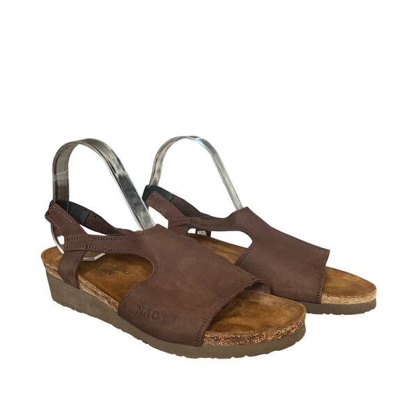 Naot Womens Brown Nubuck Leather Slingback Wedge Sandal Size 11 US 42 EU Comfort - Picture 7 of 10